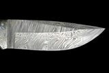 Damascus Knife With Fossil Dinosaur Bone (Gembone) Inlays #125249-5
